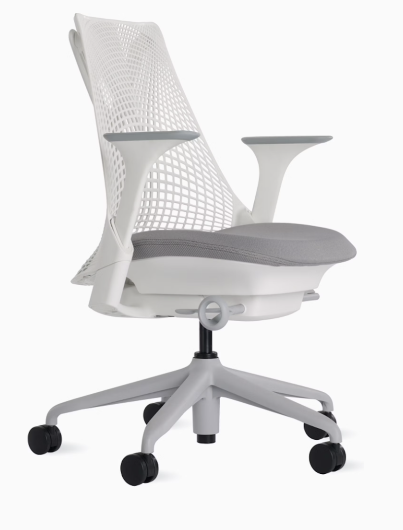 White Herman Miller Sayl Chair for back pain
